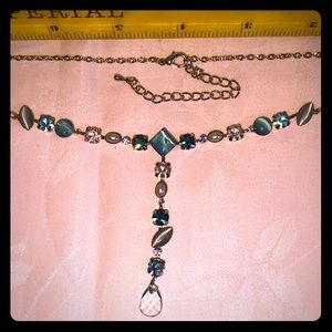 Blue Sparkly drop necklace